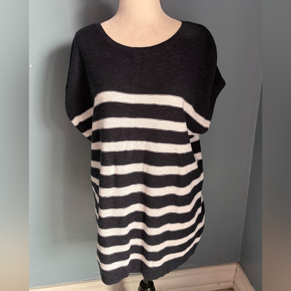 Navy Blue and White Striped Knit Top by J Jill